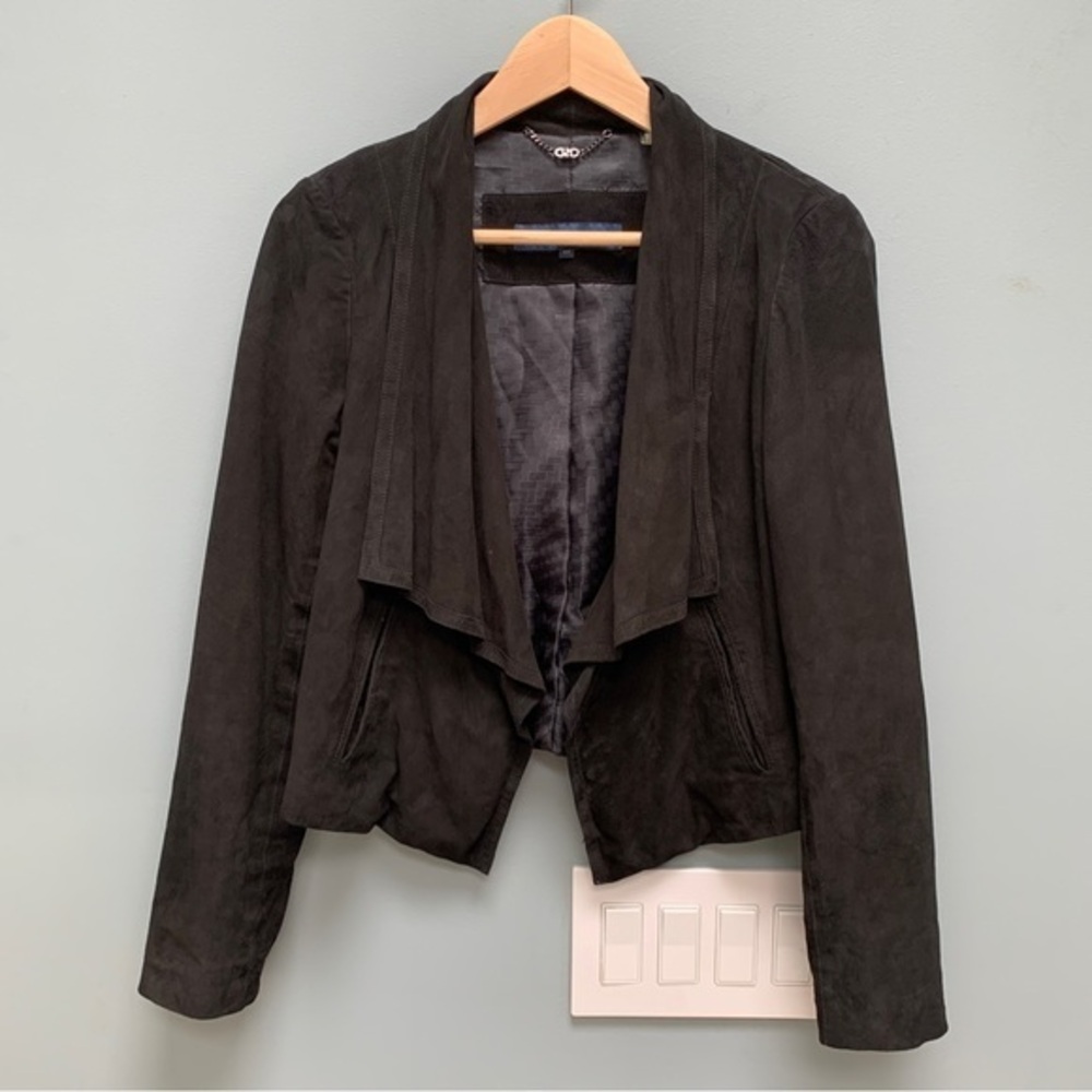 Cole Haan Black Suede Light Jacket Open Front Small